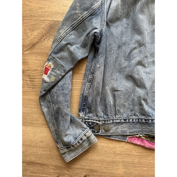 POLO RALPH LAUREN Men’s RENTON Striped Patch Denim Jean Jacket distressed serape - Picture 10 of 12